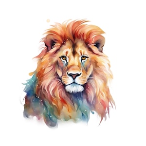 Lion Clipart, PNG Instant Download File, Digital Design For Crafting, Printable Art, Watercolor Clipart