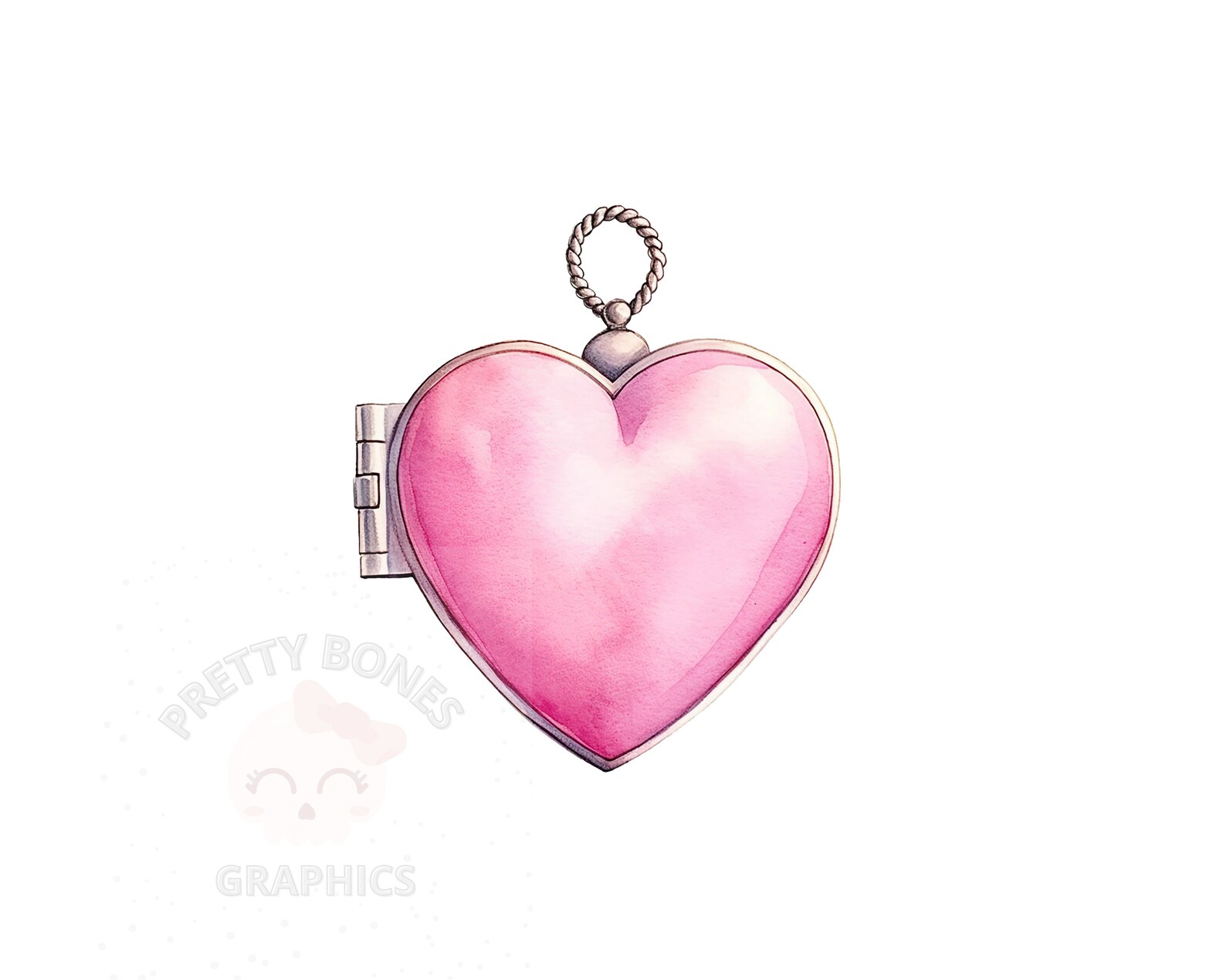 Pink Heart Locket Clipart, PNG Instant Download File, Digital Paper ...