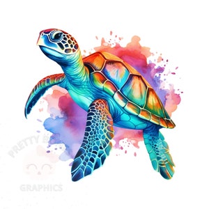Aquarell Meeresschildkröte Clipart, PNG sofortiger Download Datei, digitales Papier Handwerk, druckbare Kunst