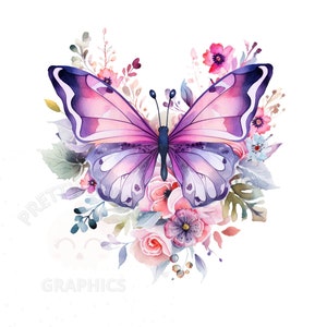 Borboleta Pastel Floral Aquarela, Arquivo de Download Digital PNG, Borboleta Floral Para Artesanato