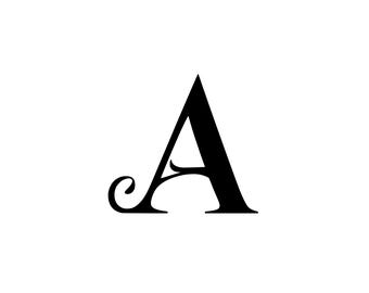 May include: A black stylized letter A with a decorative flourish.