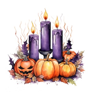 Halloween Candles Clipart, PNG Instant Download File, Digital Design For Crafting, Card Making, Printable Art