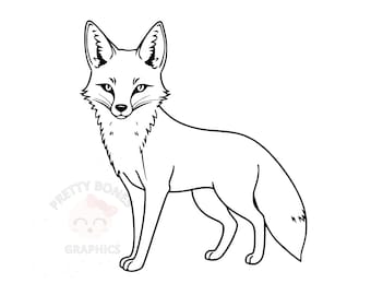 Fuchs Linie Kunst, SVG, PNG, EPS, Dxf, Sofort Download Kunst, Fuchs Vektor Clipart, Einfaches Symbol, druckbare Kunst