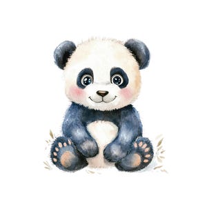 5 Images Clipart aquarelle bébé panda, fichiers PNG à téléchargement immédiat, décoration de chambre d'enfant, clipart fabrication de cartes