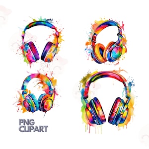 Bundle de cliparts casque aquarelle, fichiers PNG en téléchargement numérique, oeuvre d'art imprimable, fabrication de cartes, conception numérique de casque