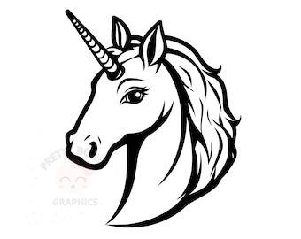 Einhorn Linie Kunst, SVG, PNG, EPS, Dxf, Sofort-Download-Datei, digitales Design zum Basteln, druckbare Kunst, Vektor-Clipart