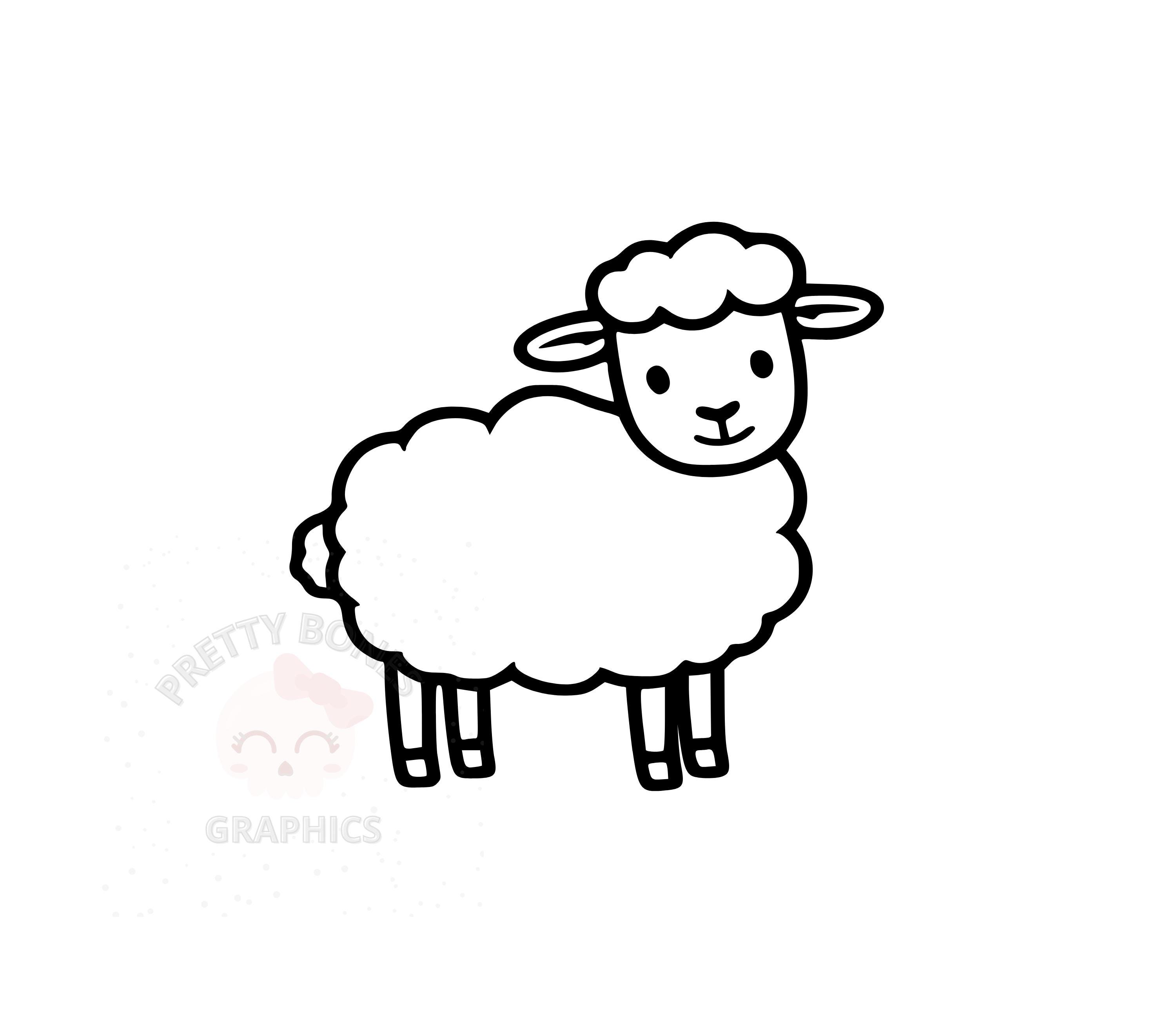 Sheep Line Art, SVG, PNG, EPS, Dxf, Pdf Instant Download File, Digital Design For Crafting, Printable Art, Vector Clipart
