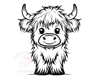 Baby Highland Cow, SVG, PNG Instant Download File, Digital Design For Crafting, Printable Art