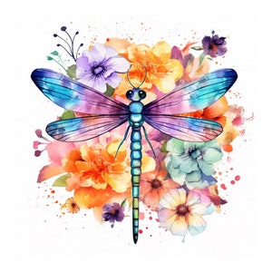 Aquarell Libelle Clipart, JPG sofortiger Download Datei, Karte machen Clipart, Scrapbook, Libelle digitales Design