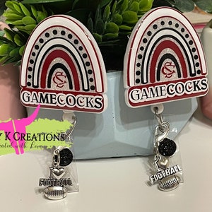 Carolina Gamecocks Boho Rainbow Interchangeable badge reel beads optional/Educator Gift/Nurse Life/Pharmacy worker/Badge Reel/Pharmacy Tech