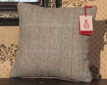 Harris Tweed Cushion in a Beautiful Light Check over Grey