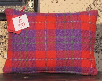 Harris Tweed Cushion in a Bright Red and Purple Check