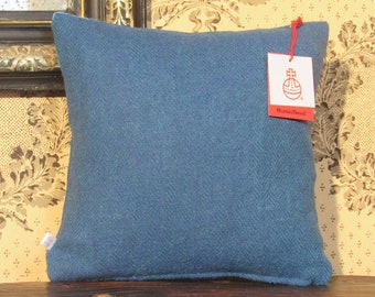 Harris Tweed Cushion in a Blue Green Teal Herringbone