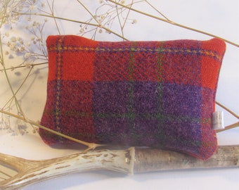 Harris Tweed Lavender Mini Cushion in a Bright Red Check