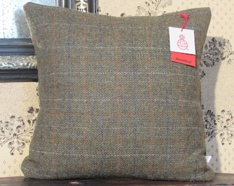 Harris Tweed Cushion in a Gorgeous Green and Brown Check