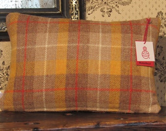 Harris Tweed Cushion in a Rustic Orange and Yellow Autumn Check