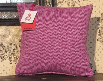 Harris Tweed Cushion in a Delicious Raspberry Pink Herringbone