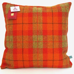 Harris Tweed Cushion in a Fabulous &#39;Jazzy&#39; Orange Check - Handmade to order