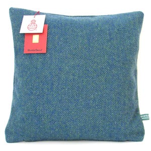 Harris Tweed Cushion in a Blue Green Teal Herringbone - Handmade to order