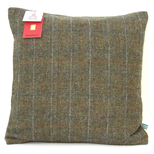 Harris Tweed Cushion in a Gorgeous Green and Brown Check - Handmade to order