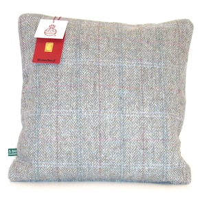 Handmade Harris Tweed Cushion ~ Light Grey Check ~ Handmade to Order