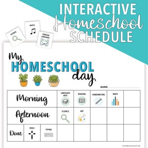 HOMESCHOOL SCHEDULE | Printable Interactive Daily Homeschool Schedule & Planner | Visual Homeschool Schedule | Kids Visual Schedule