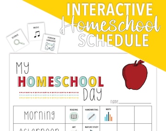 HOMESCHOOL SCHEDULE | Printable Interactive Daily Homeschool Schedule & Planner | Visual Homeschool Schedule | Kids Visual Schedule