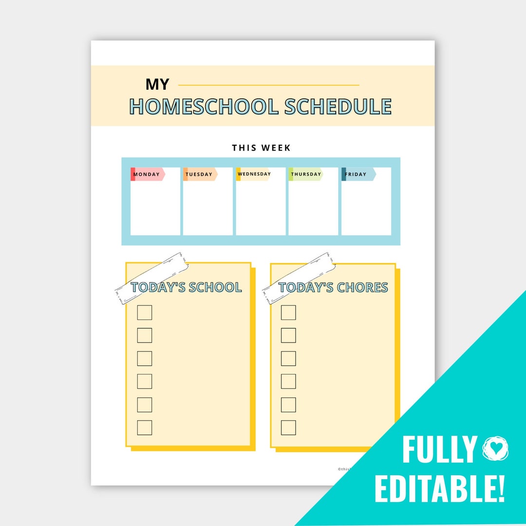Kids Printable HOMESCHOOL SCHEDULE | Printable Homeschool Schedule ...