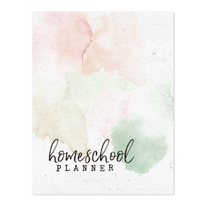 Watercolor Homeschool Planner Cover| Watercolor Planner Cover | Digital Planner | DIY Planner Cover | Vintage | Watercolor