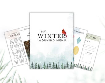 Winter Preschool Homeschool Morning Menu, Morning Basket, Homeschool Preschool, Morning Menu Homeschool Preschool, Toddler Morning Menu