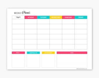 Homeschool Weekly Planner | Printable Homeschool Planner | Weekly Homeschool Schedule | Homeschool Printable | Homeschool Digital Download