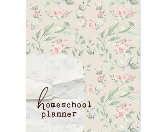 Vintage Floral Homeschool Planner Cover| Cottage Flowers Planner Cover | Digital Planner | DIY Planner Cover | Vintage Floral