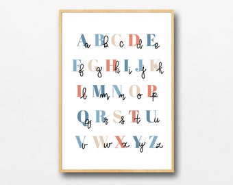 Cursive Alphabet Poster Wall Art | Alphabet Wall Art | Colorful Alphabet | Printable Alphabet | Homeschool Alphabet | Preschool Alphabet