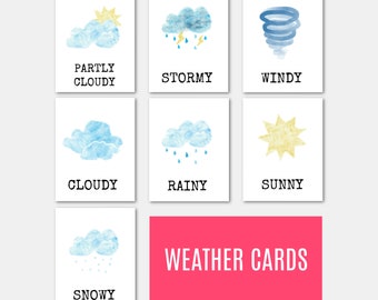 Homeschool Printable Weather Cards | Preschool Printable | Weather Flashcards | Printable Flashcards | Weather Flashcards | Early Learning