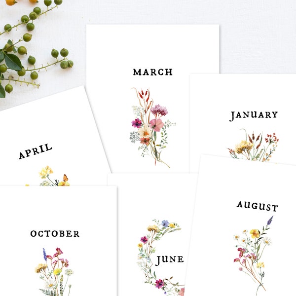 Printable Wildflower Planner Title Pages| Monthly Title Pages | Floral | Digital Planner | DIY Planner Pages| Flowers | Butterflies