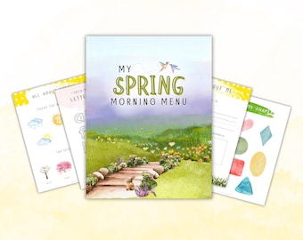 Spring Preschool Homeschool Morning Menu, Morning Basket, Homeschool Preschool, Morning Menu Homeschool Preschool, Toddler Morning Menu