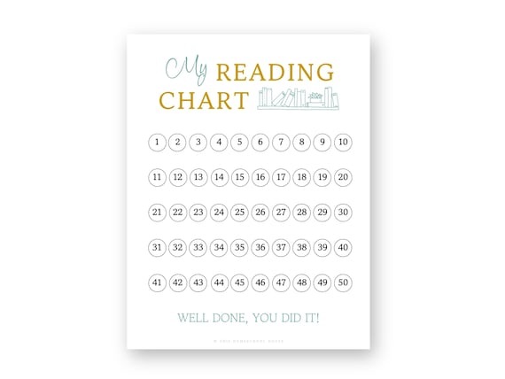 Kids Printable Reading Chart | Reading Reward Chart | Homeschool Reading Chart | Book Reward Chart | Reading Progress Chart | Download