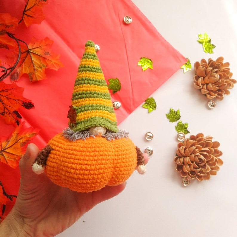 Crochet Pumpkin Gnome Toy Pattern Amigurumi Autumn Halloween Etsy