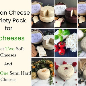 Three Vegan Cheese Variety Pack For One Semi Hard cheese and Two Soft Cheeses, Gifts for Vegans, Non Dairy Cheese, Plant Based, Vegan snacks