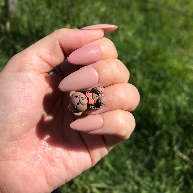 Teddy Bear Press on Nails Brown Stick on Nails 3D Fake Etsy