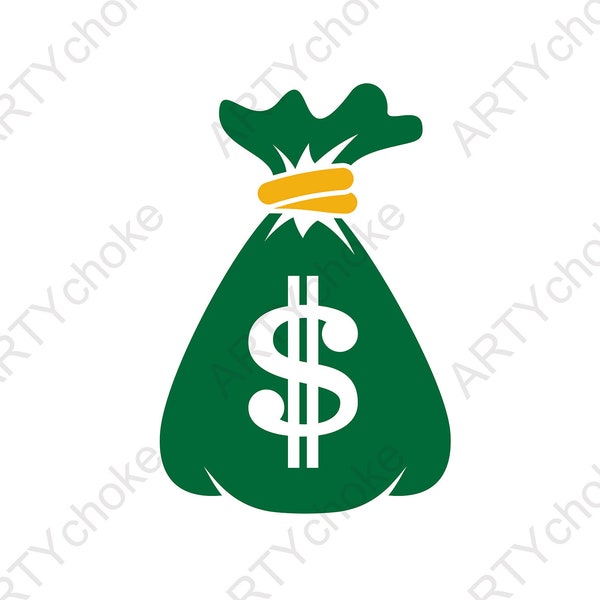 Money bag. Files prepared for Cricut. SVG Clip Art. Digital file available for instant download (eps, svg, pdf, dxf, png, jpeg)