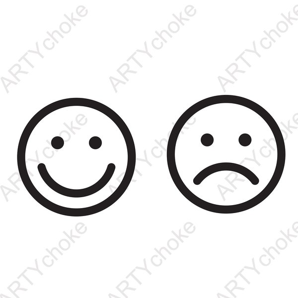 Face. Smile Sad . Files prepared for Cricut. SVG Clip Art. Digital file available for instant download (eps, svg, pdf, dxf, png, jpeg)
