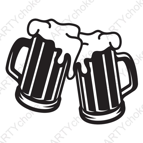 Des tasses à bière. Dossiers préparés pour Cricut. SVG Clip Art. Fichier numérique disponible en téléchargement instantané (eps, svg, pdf, dxf, png, jpeg)