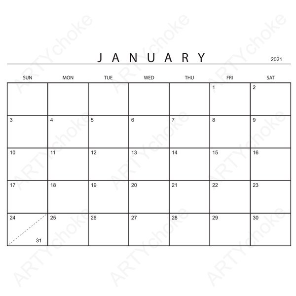 Calendar 2021. Printable. Digital file available for instant download PDF