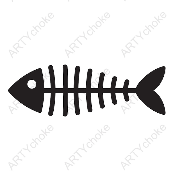 Fish skeleton. Files prepared for Cricut. SVG Clip Art. Digital file available for instant download (eps, svg, pdf, dxf, png, jpeg)
