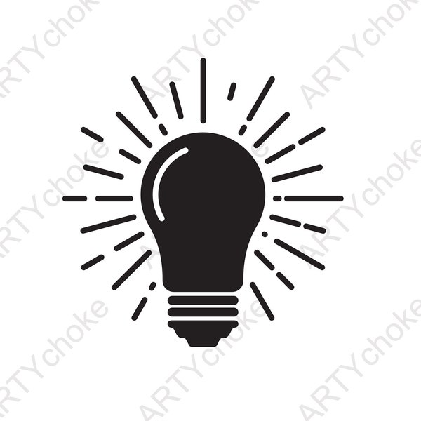 Light bulb. Files prepared for Cricut. SVG Clip Art. Digital file available for instant download (eps, svg, pdf, dxf, png, jpeg)