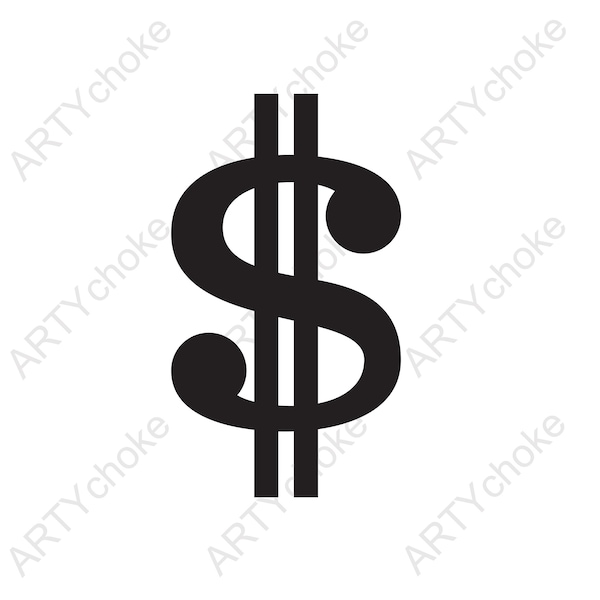 Dollar sign. Files prepared for Cricut. SVG Clip Art. Digital file available for instant download (eps, svg, pdf, dxf, png, jpeg)