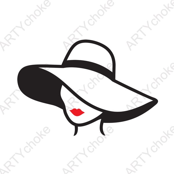 Lady with hat. Files prepared for Cricut. SVG Clip Art. Digital file available for instant download (eps, svg, pdf, dxf, png, jpeg)