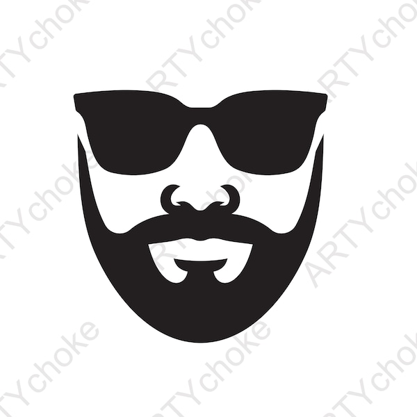 Bearded Man. Hypster. Files prepared for Cricut. SVG Clip Art. Digital file available for instant download (eps, svg, pdf, dxf, png, jpeg)