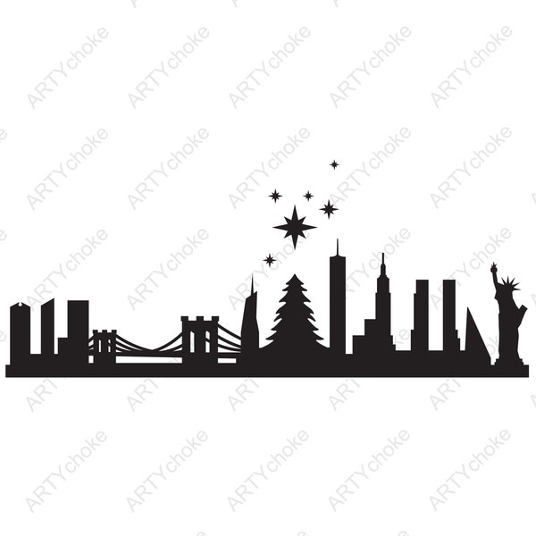 New York skyline. Christmas in New York. Files prepared for Cricut. Digital file available for instant download (eps, svg, png, jpeg)